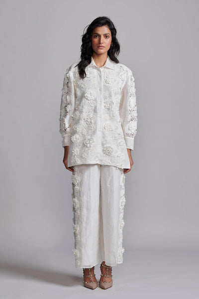 SILK LINEN LACE PANT SET - dash and dot