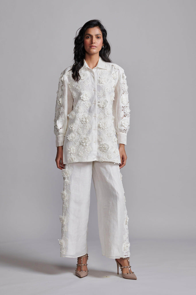 SILK LINEN LACE PANT SET - dash and dot dash and dot