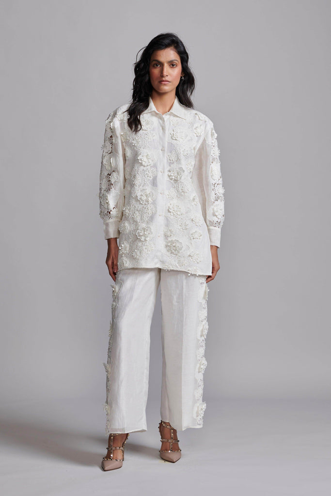SILK LINEN LACE PANT SET - dash and dot dash and dot