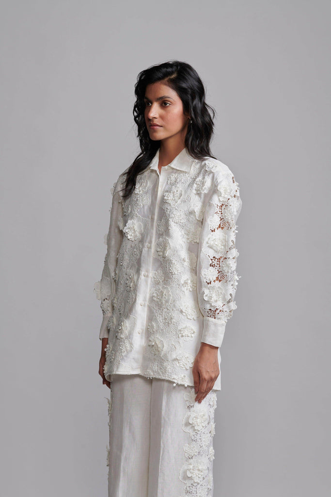 SILK LINEN LACE SHIRT - dash and dot dash and dot