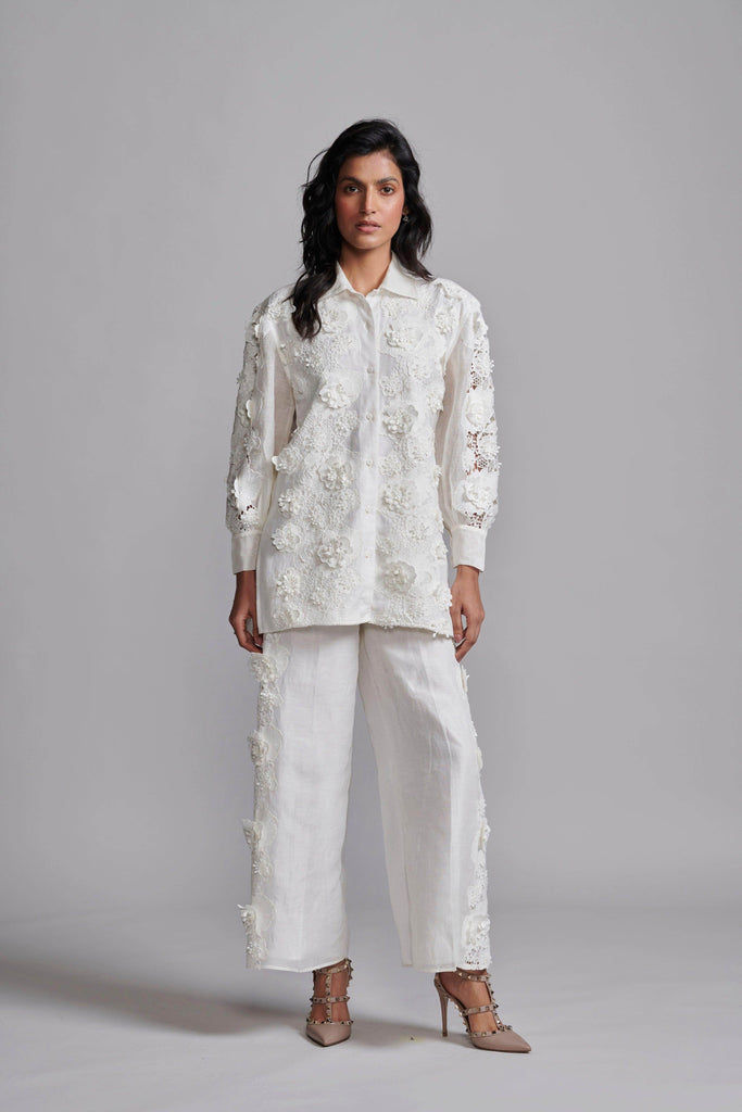 SILK LINEN LACE PANT SET - dash and dot dash and dot