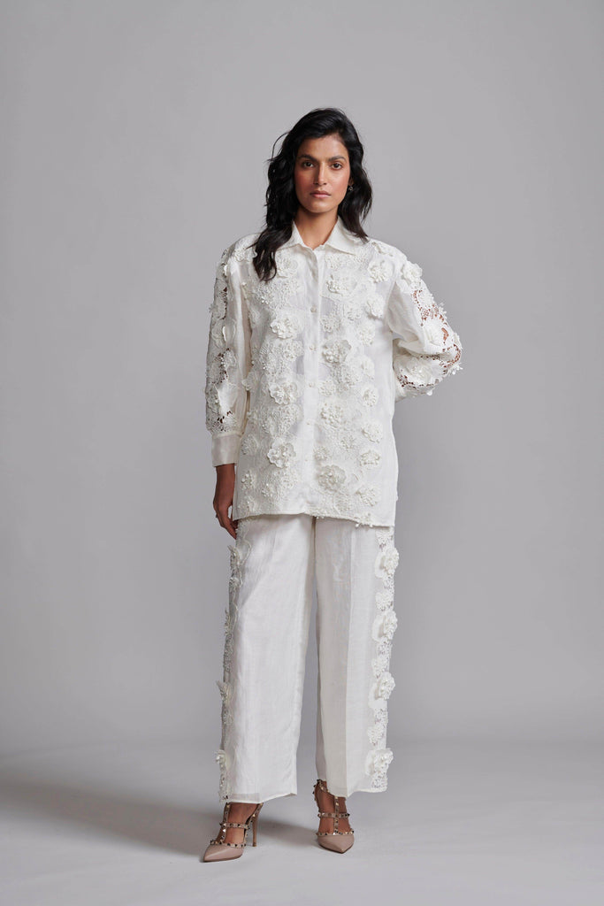 SILK LINEN LACE PANT SET - dash and dot dash and dot