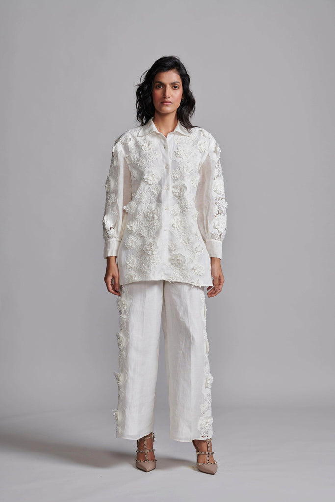 SILK LINEN LACE PANT SET - dash and dot dash and dot