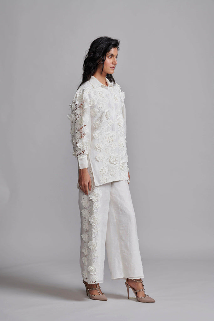 SILK LINEN LACE PANT SET - dash and dot dash and dot