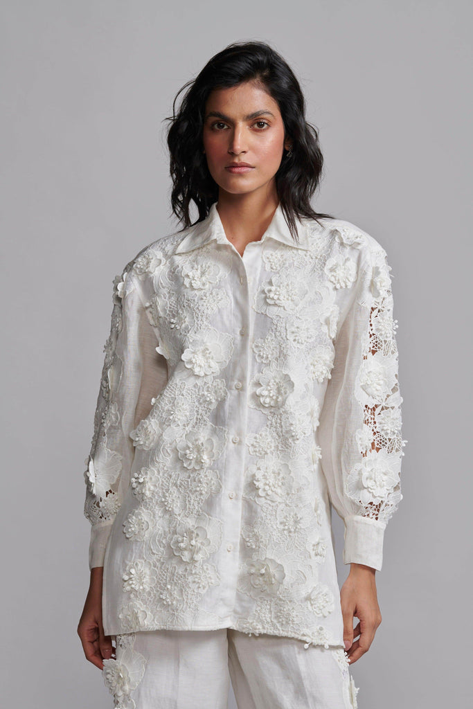 SILK LINEN LACE PANT SET - dash and dot dash and dot