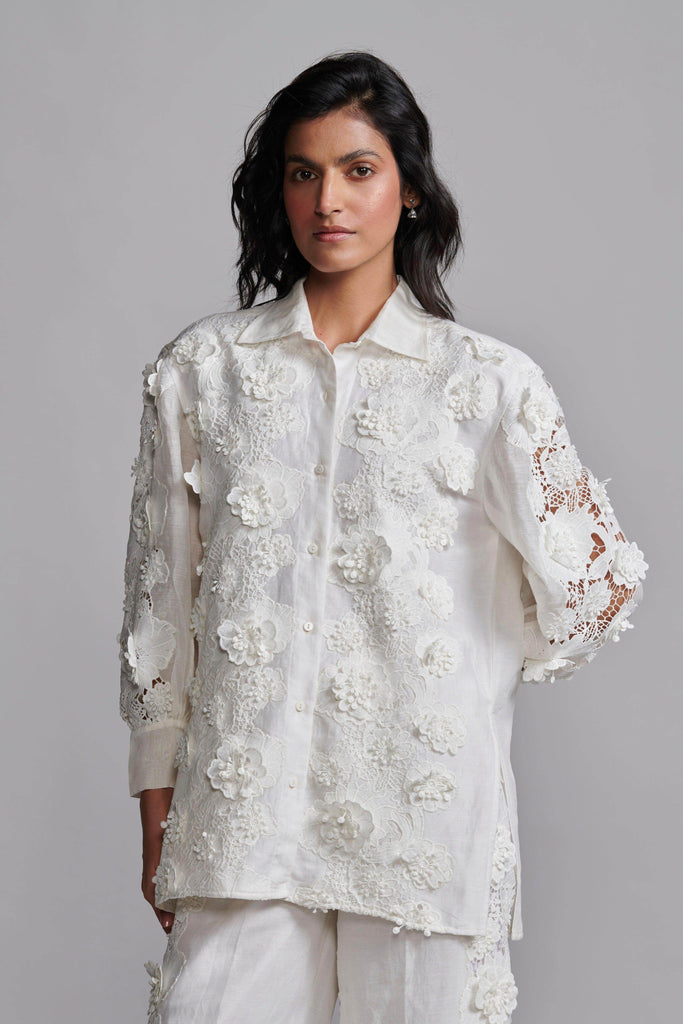 SILK LINEN LACE SHIRT - dash and dot dash and dot