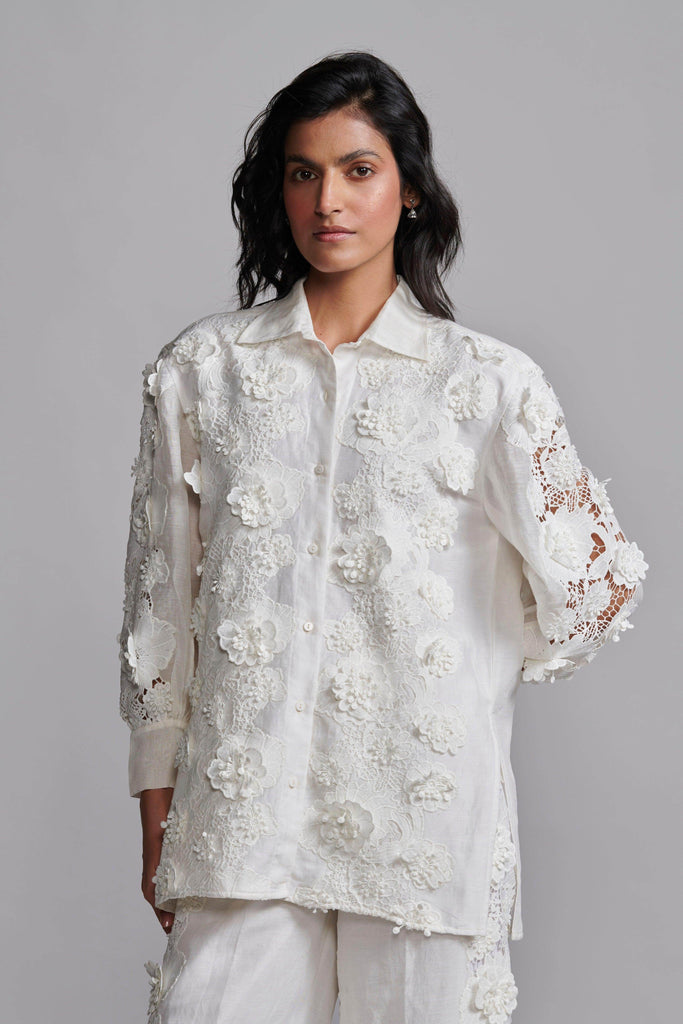 SILK LINEN LACE PANT SET - dash and dot dash and dot