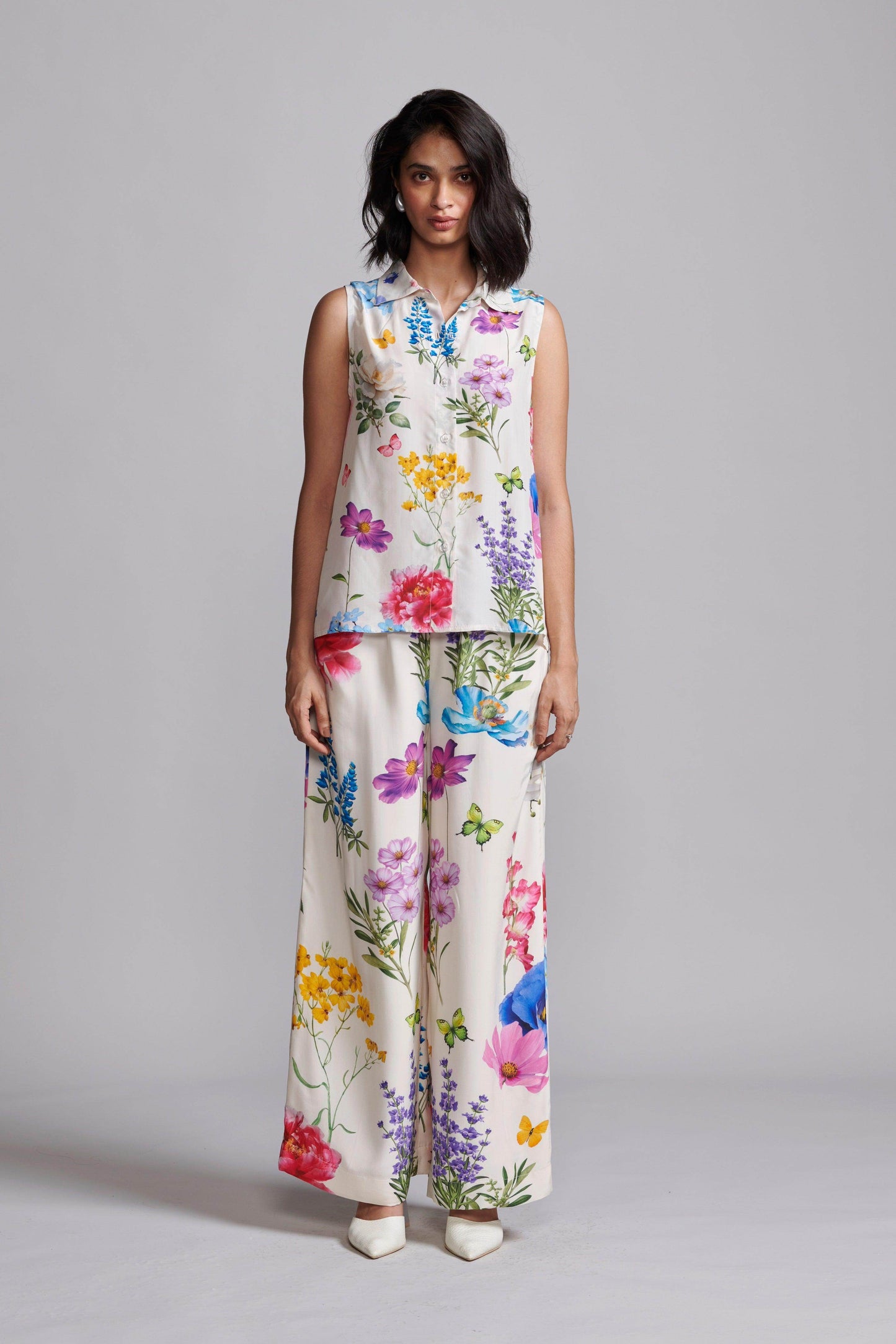 SLEEVELESS FLORAL PANT SET - dash and dot