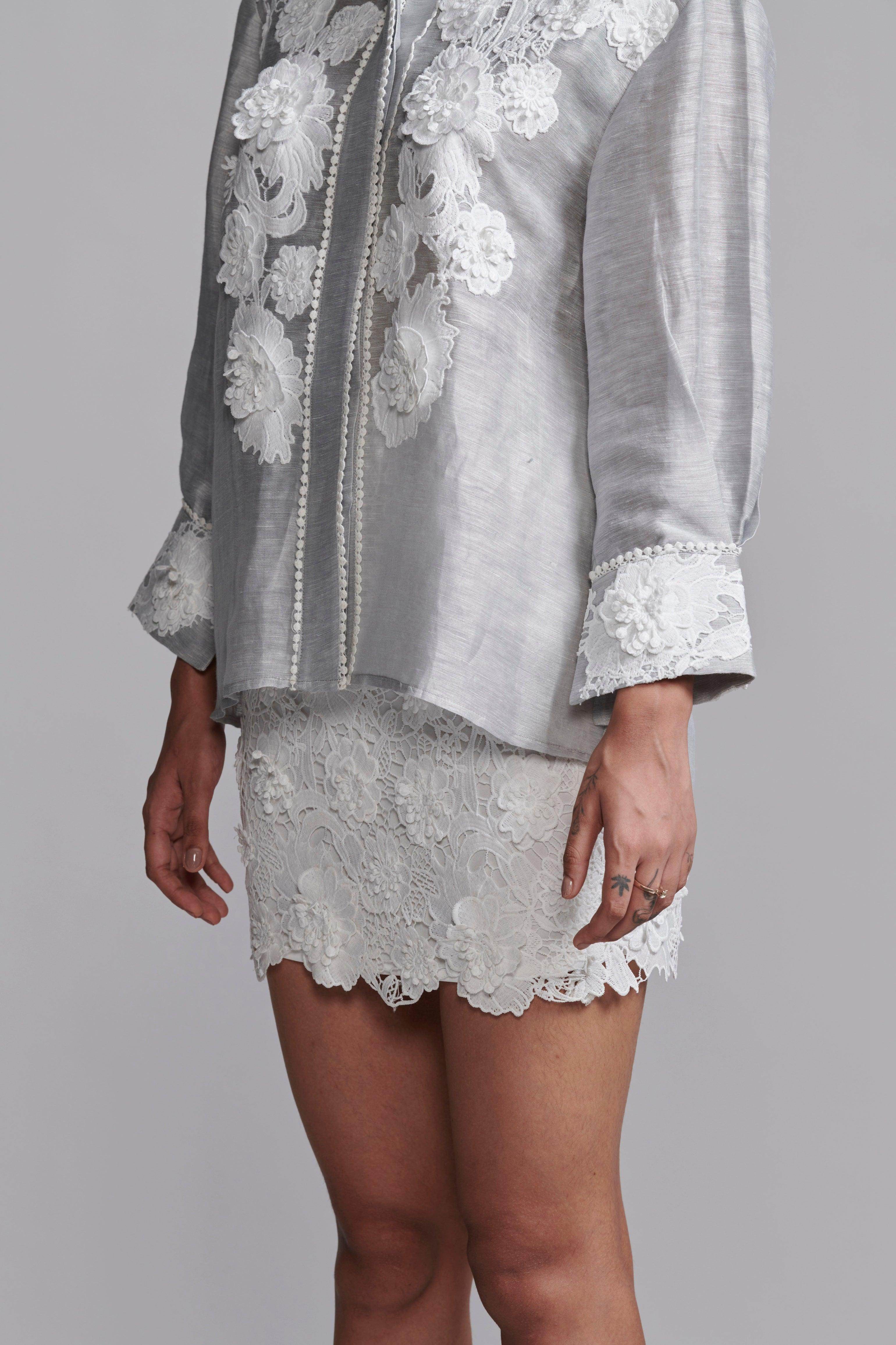 XXS XXS Grey/White 3D LACE SKIRT SET - Main Image