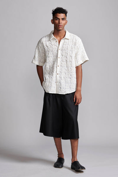 IRREGULAR PINTUCK HALF SLEEVE SHIRT - dash and dot