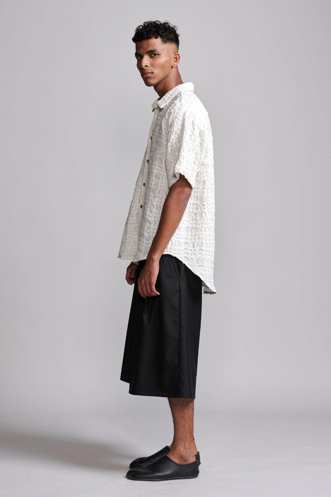 IRREGULAR PINTUCK HALF SLEEVE SHIRT - dash and dot dash and dot