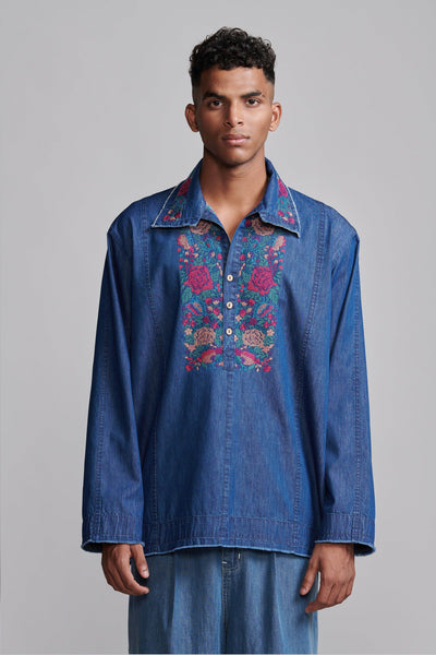 DENIM POPOVER SHIRT - dash and dot