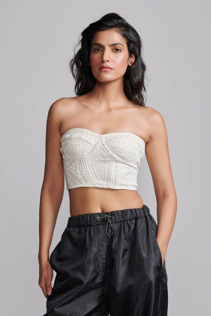 PEARL EMBROIDERED IVORY BRALETTE - dash and dot dash and dot