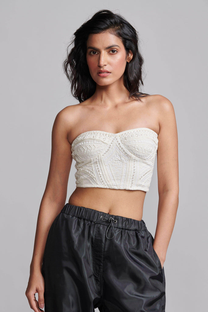 PEARL EMBROIDERED IVORY BRALETTE - dash and dot dash and dot