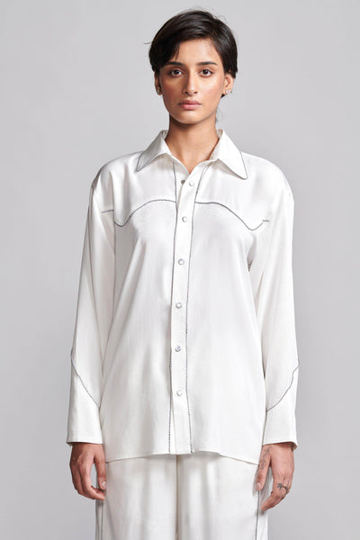 CONTRAST PIPED SHIRT - dash and dot
