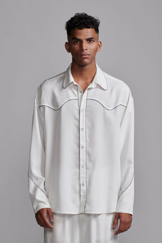 CONTRAST PIPED SHIRT - dash and dot dash and dot