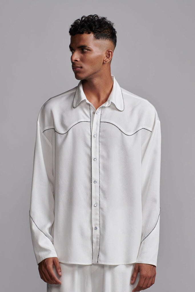 CONTRAST PIPED SHIRT - dash and dot dash and dot