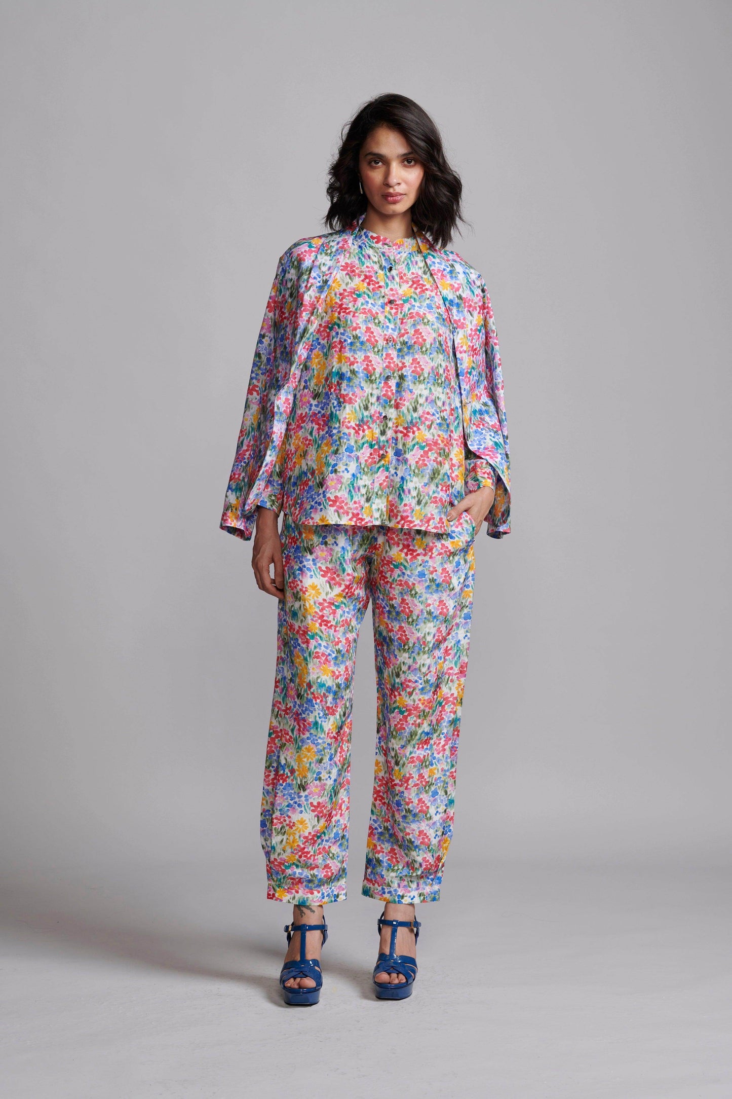 FLORAL LINEN BLAZER, SHIRT AND PANT - dash and dot