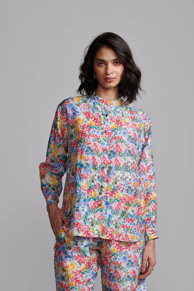 FLORAL PRINTED LINEN SHIRT - dash and dot