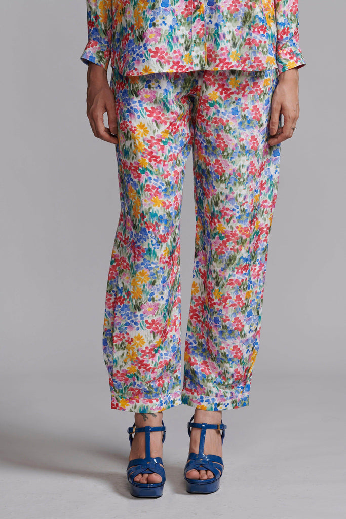 FLORAL PRINTED LINEN PANT - dash and dot dash and dot