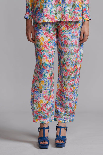 FLORAL PRINTED LINEN PANT - dash and dot