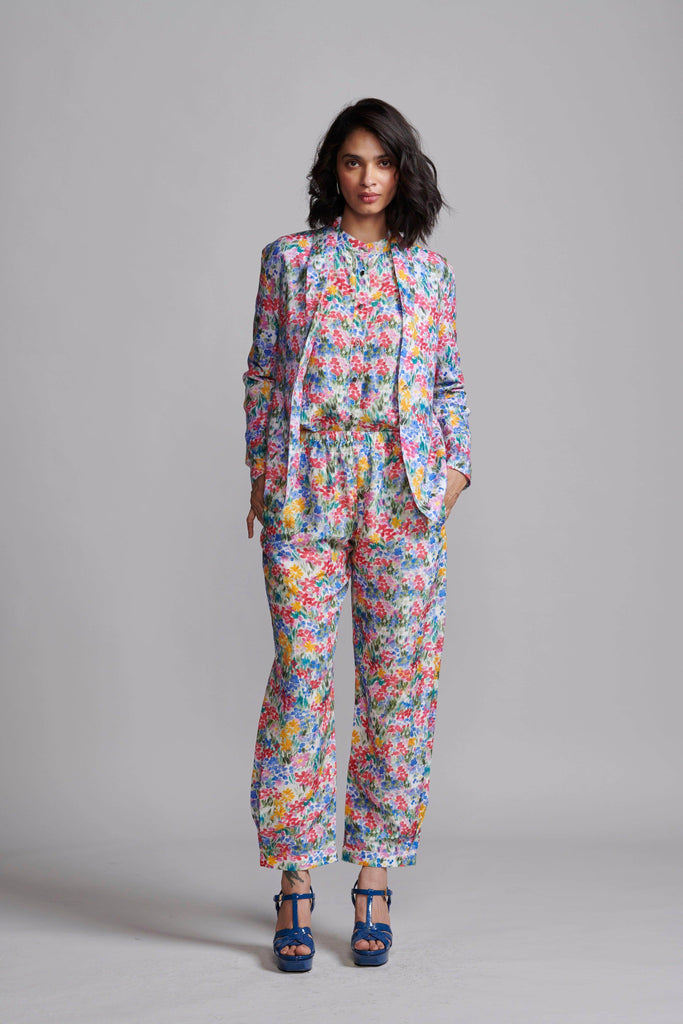 FLORAL PRINTED LINEN PANT - dash and dot dash and dot