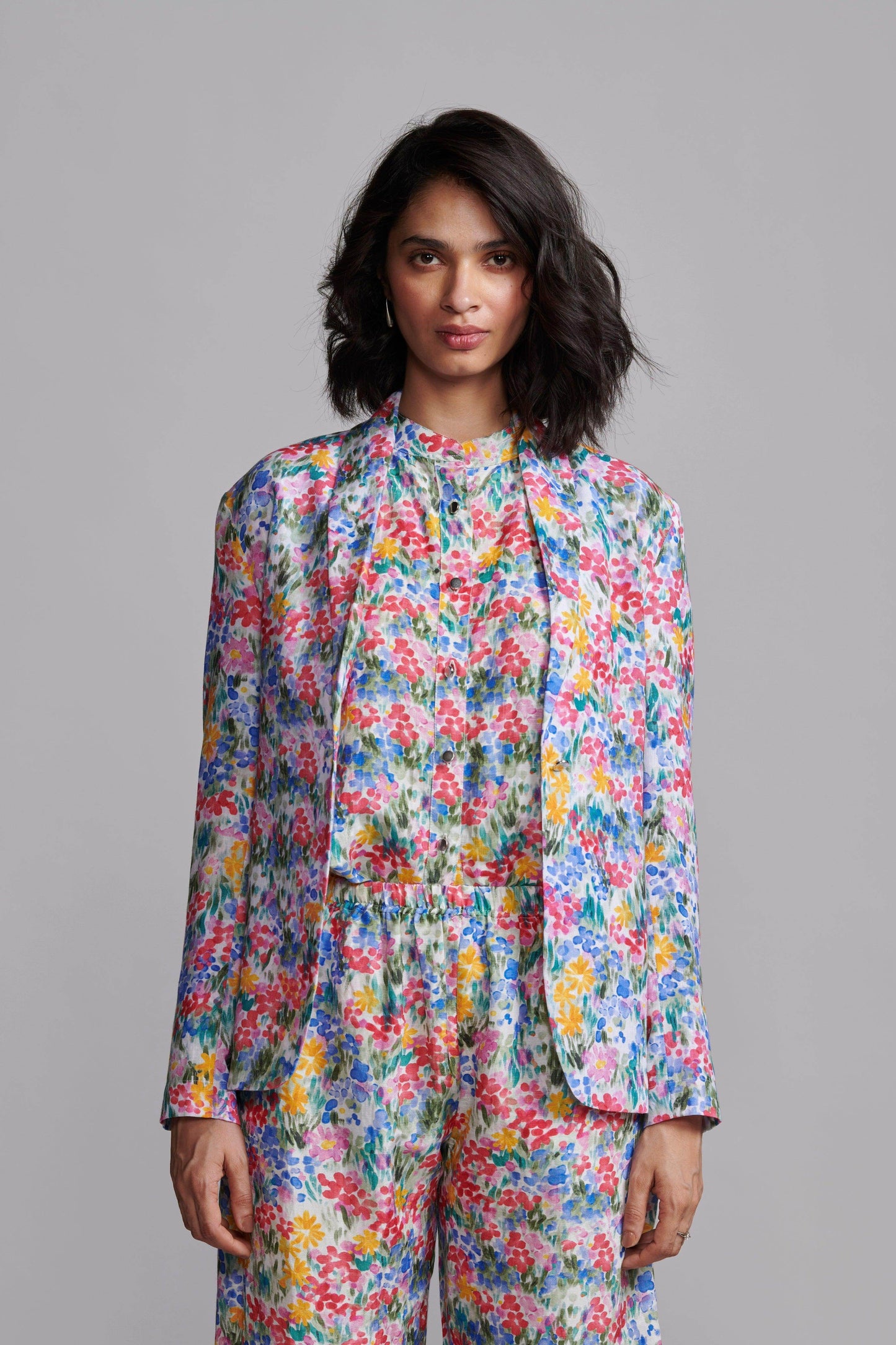 FLORAL LINEN BLAZER, SHIRT AND PANT - dash and dot