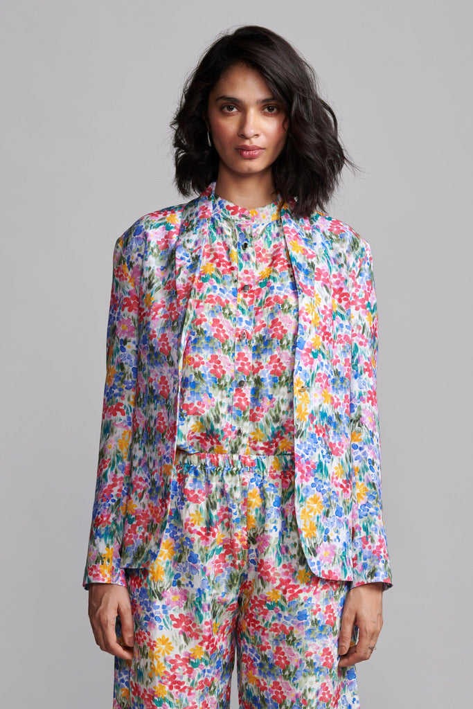 FLORAL PRINTED LINEN BLAZER - dash and dot dash and dot