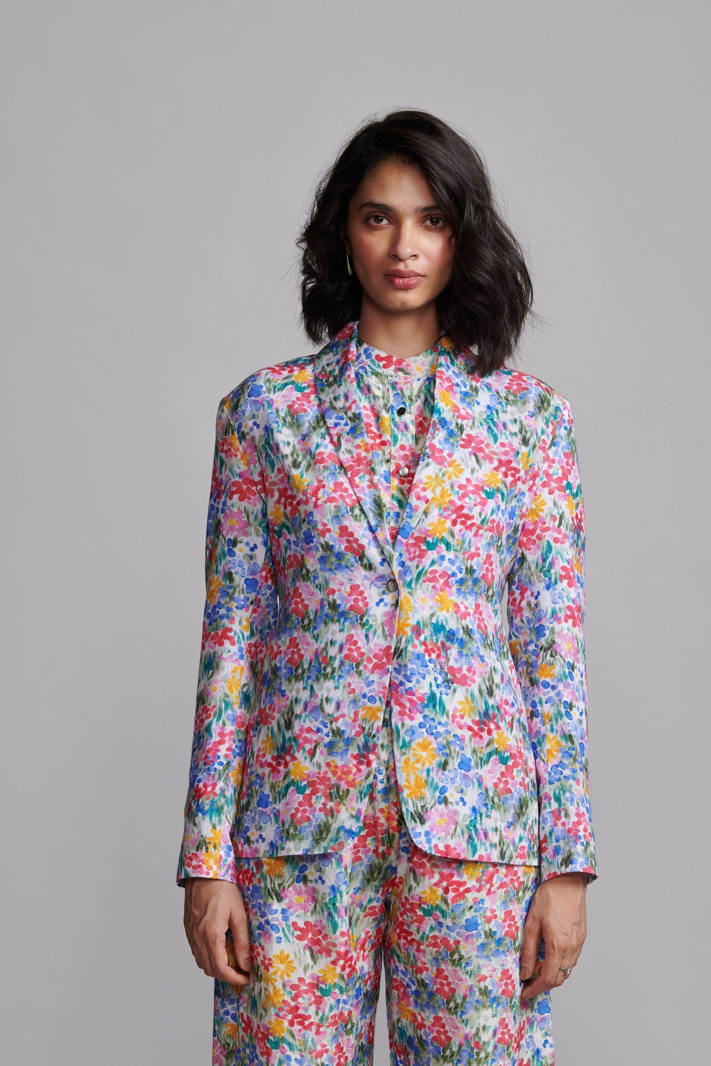 FLORAL LINEN BLAZER, SHIRT AND PANT - dash and dot