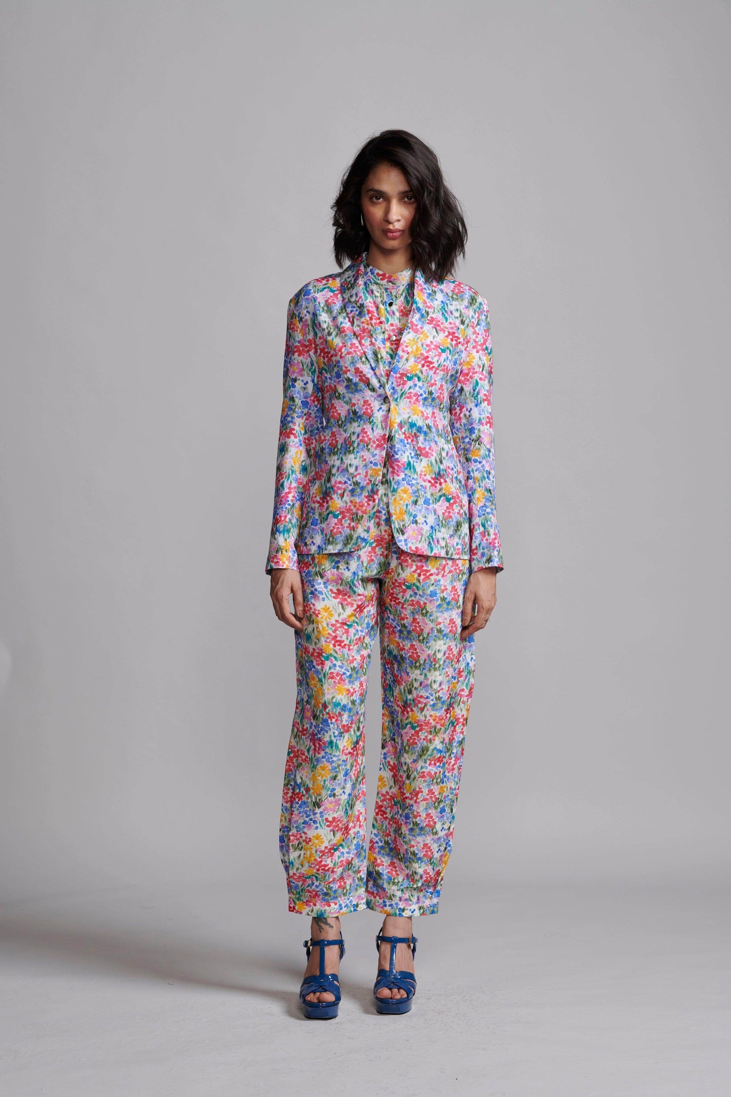 FLORAL LINEN BLAZER, SHIRT AND PANT - dash and dot