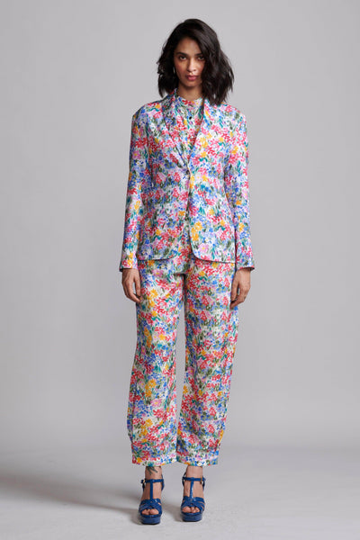FLORAL PRINTED LINEN BLAZER - dash and dot