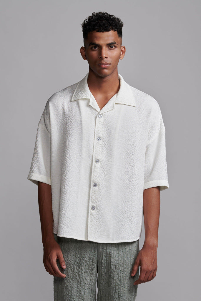 TEXTURED IVORY SHIRT - dash and dot dash and dot