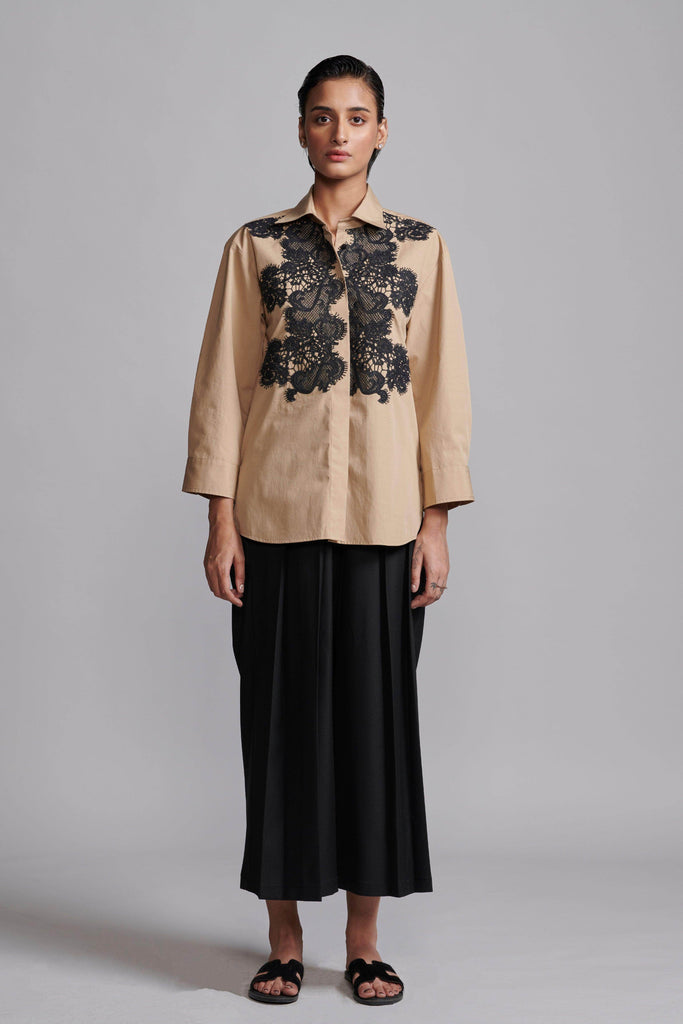 LACE APPLIQUE SHIRT - dash and dot dash and dot