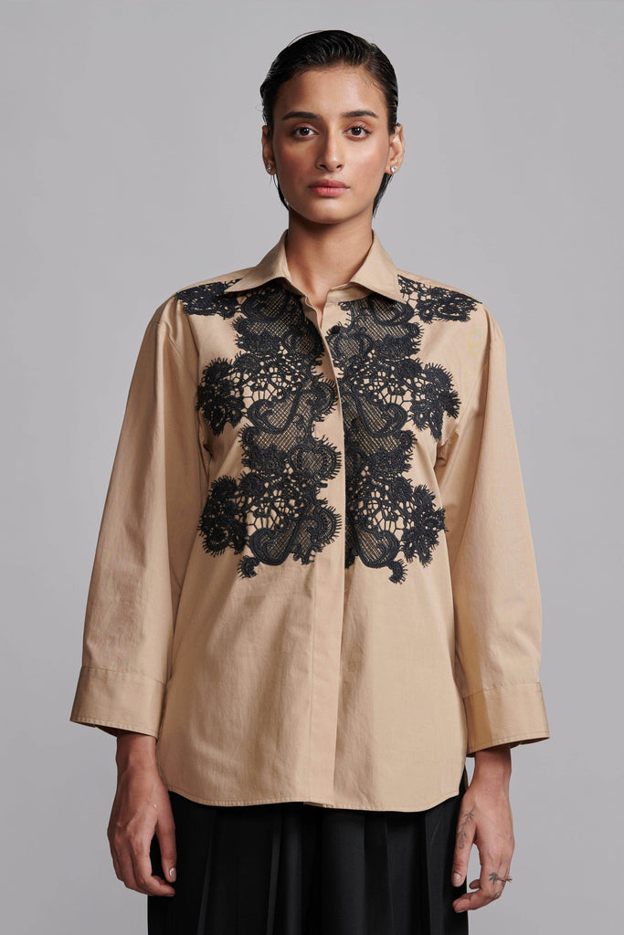 LACE APPLIQUE SHIRT - dash and dot dash and dot