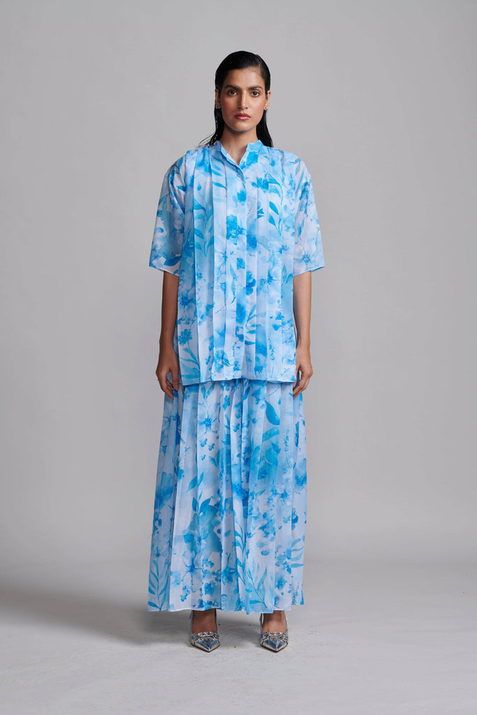 PRINTED PLEAT TOP - dash and dot dash and dot