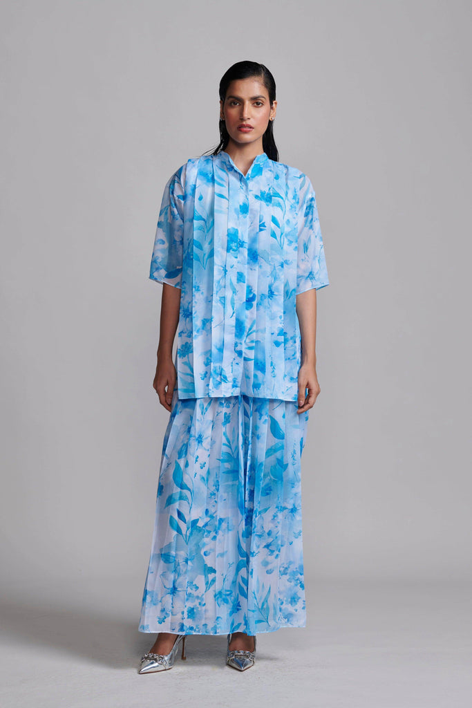 PRINTED PLEAT SET - dash and dot dash and dot