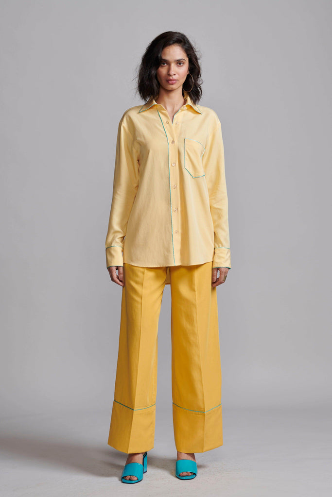 CONTRAST PIPING SHIRT - dash and dot dash and dot