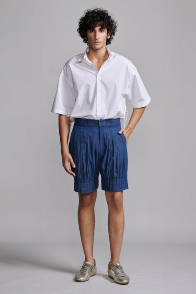 PLEATED DENIM SHORTS - dash and dot