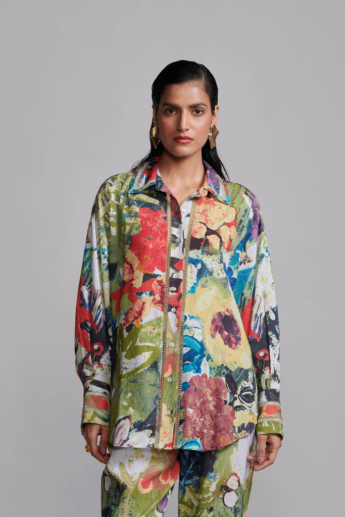 LINEN PRINTED SHIRT - dash and dot dash and dot