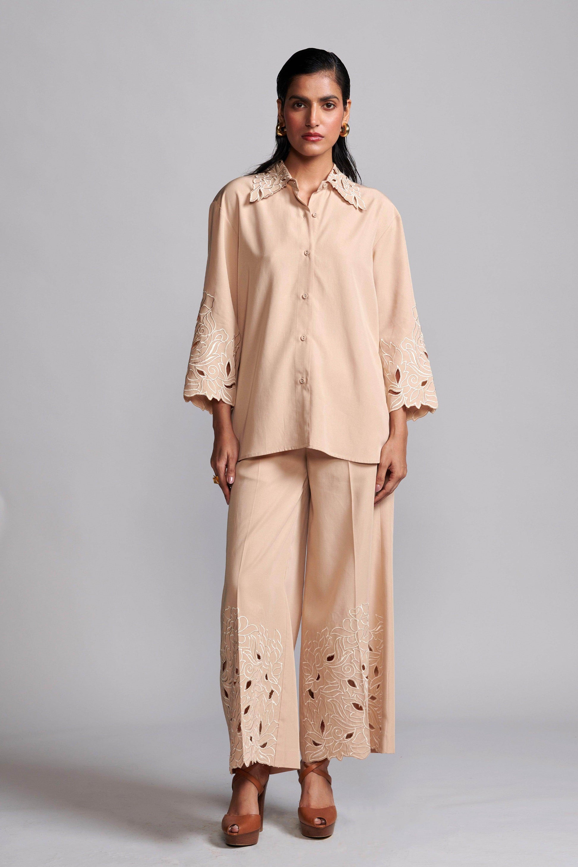 CUTWORK EMBROIDERED SHIRT - dash and dot