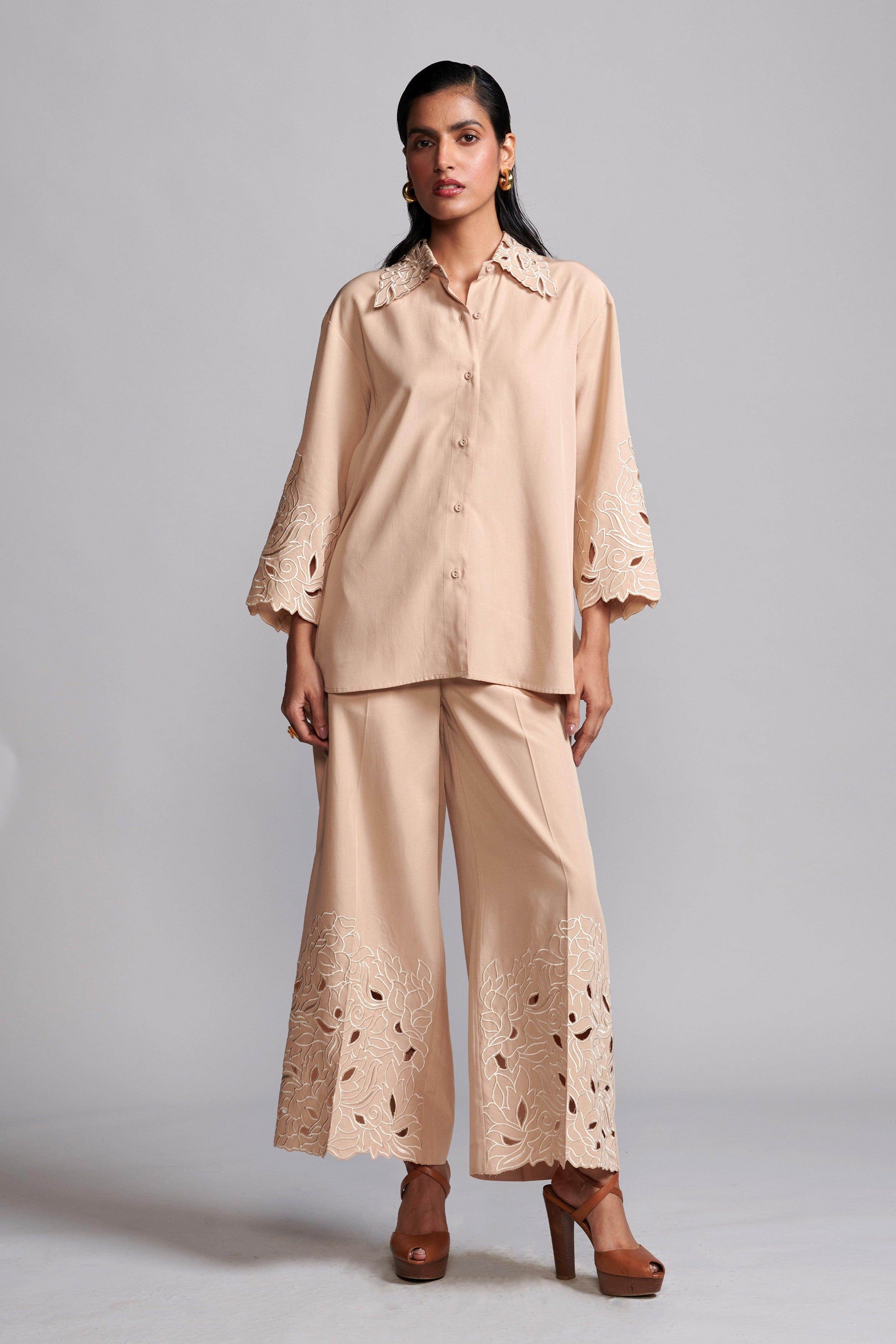 CUTWORK EMBROIDERED PANT - dash and dot