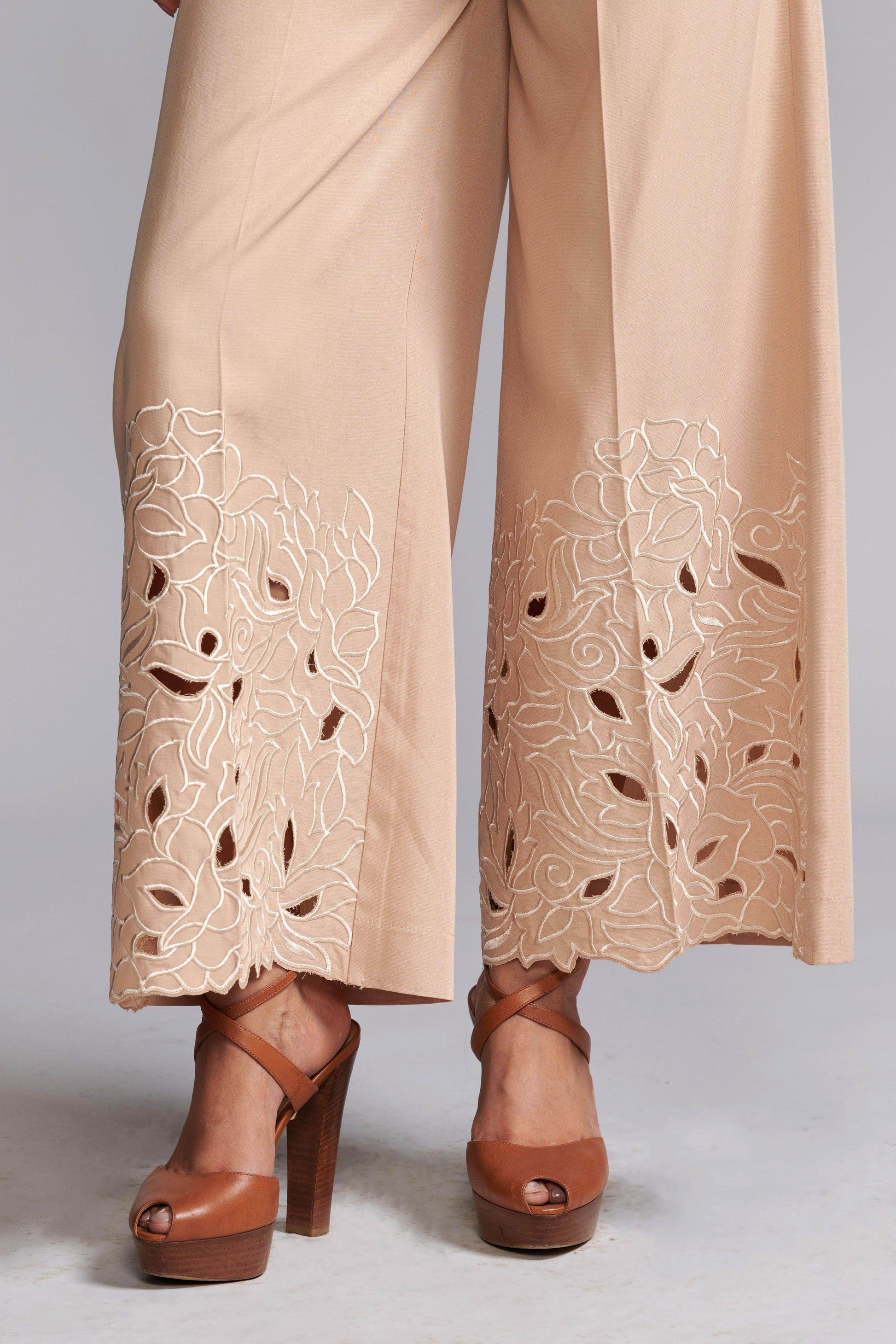 CUTWORK EMBROIDERED PANT - dash and dot