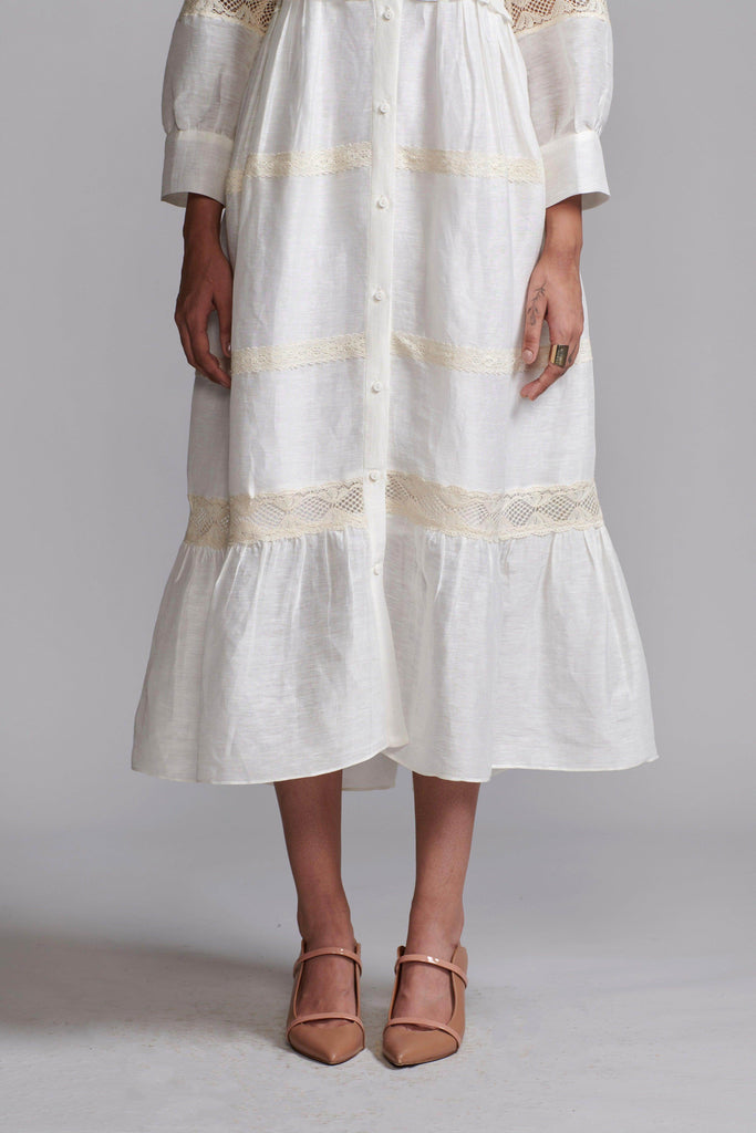 LINEN SILK LACE MIDI - dash and dot dash and dot