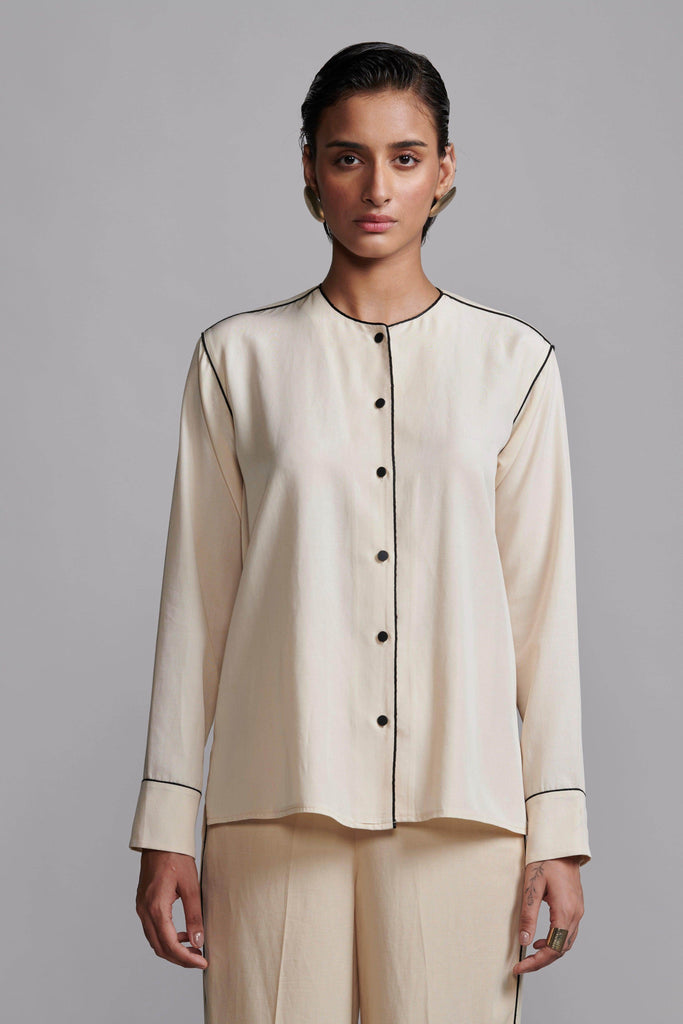 CONTRAST PIPING SHIRT - dash and dot dash and dot