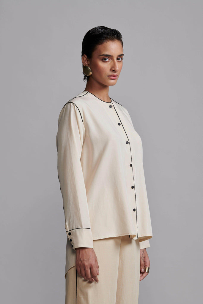 CONTRAST PIPING SHIRT - dash and dot dash and dot