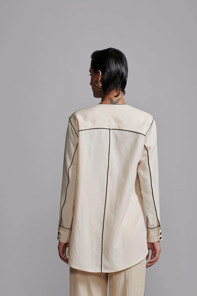 CONTRAST PIPING SHIRT - dash and dot dash and dot