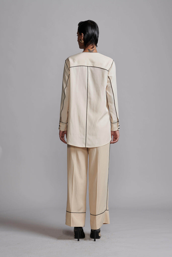 CONTRAST PIPING SHIRT - dash and dot dash and dot