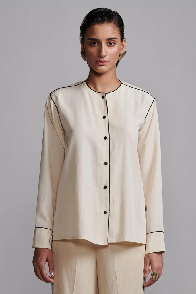 CONTRAST PIPING SHIRT - dash and dot dash and dot