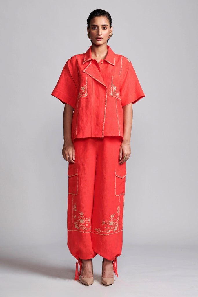 EMBROIDERED LINEN PANT - dash and dot dash and dot