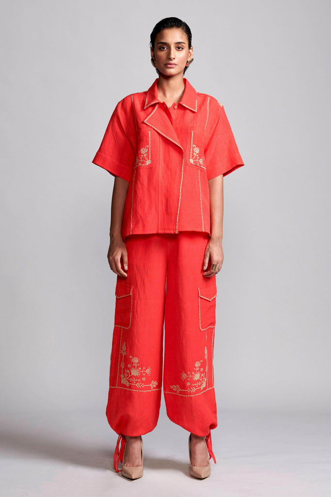 EMBROIDERED LINEN PANT - dash and dot dash and dot